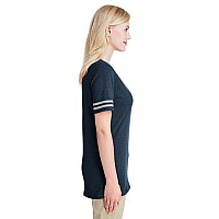 Ladies TRI-BLEND Varsity V-Neck T-Shirt - BLAcK HTH OXFRD - M(D0102H7M2JP)