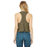 Ladies Racerback cropped Tank - HEATHER OLIVE - S(D0102H7WY1P)