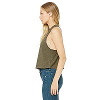 Ladies Racerback cropped Tank - HEATHER OLIVE - S(D0102H7WY1P)