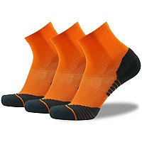 Huso Running Socks For Men Women Halloween Stretchy Plantar Fasciitis Arch Support Ankle Compression Socks 3 Pairs Orange