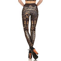 Women Leggings High Waisted Yoga Tights Tummy Control For Girl Halloween Steampunk Retro Comic Cosplay Punk Print Polyester Goth