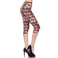 Leggings Depot Womens High Waisted Skull Halloween Print Leggingscapris532 Chevron Sugar Skull One Size