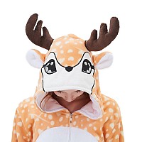 Abenca Women Deer Onesie Pajama Reindeer Costume Adult Animal Halloween Christmas Cosplay Fawn Onepiece S