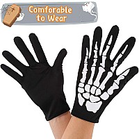 Tatuo White Skeleton Gloves And Skull Face Mask Ghost Bones For Adult Halloween Dance Costume Party 1