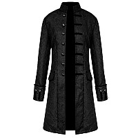 Hzy Men Steampunk Vintage Jacket Halloween Costume Retro Gothic Victorian Frock Coat Uniform Black