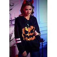 Womens Halloween Graphic Spooky Pullover Sweatshirt Funny Long Sleeves Hoodie Pumpkin 2Xl