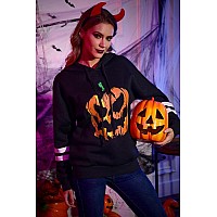 Womens Halloween Graphic Spooky Pullover Sweatshirt Funny Long Sleeves Hoodie Pumpkin 2Xl