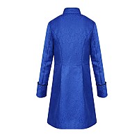 Mens Vintage Tailcoat Jacket Goth Long Steampunk Formal Gothic Victorian Frock Coat Costume For Halloween Blue L