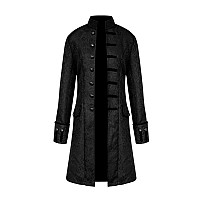 Mens Vintage Tailcoat Jacket Goth Long Steampunk Formal Gothic Victorian Frock Coat Costume For Halloween Black M