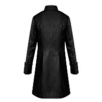 Mens Vintage Tailcoat Jacket Goth Long Steampunk Formal Gothic Victorian Frock Coat Costume For Halloween Black M