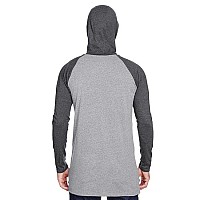 Mens Hooded Raglan Long Sleeve Fine Jersey T-Shirt - B WH VN HTH WH - S(D0102H7M2QX)