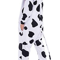 Spooktacular Creations Cow Pajama Plush Cow Costume One Piece Cow Outfit Hooded Pink Cow Halloween Costume Sleepwear For Hallo