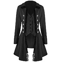 Vnvne Womens Gothic Steampunk Corset Halloween Costume Coat Victorian Tailcoat Jacket Xxl Black