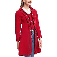 Womens Gothic Steampunk Corset Halloween Costume Coat Victorian Tailcoat Jacket Xxxl Red