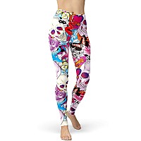 Sissycos Womens Candy Skull Printed Leggings Ultra Soft Halloween Stretchy Pants Valentine Skull Largexxlarge