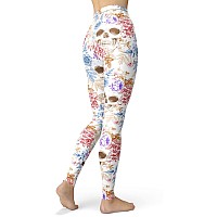 Sissycos Womens Candy Skull Printed Leggings Ultra Soft Halloween Stretchy Pants Ink Skulls Largexxlarge