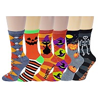 Sumona 6 Pairs Women Colorful Fancy Crazy Design Soft Stretchy Novelty Crew Socks Halloween