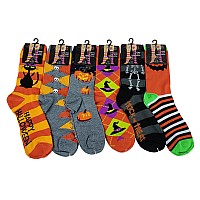 Sumona 6 Pairs Women Colorful Fancy Crazy Design Soft Stretchy Novelty Crew Socks Halloween