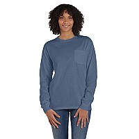 Unisex garment-Dyed Long-Sleeve T-Shirt with Pocket - NEW RAILROAD - S(D0102H7YTSP)