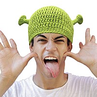 Union Power Shrek Hats With Ears Adult Cosplay Prop Halloween Cosplay Green Beanie Hat Gifts