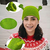 Union Power Shrek Hats With Ears Adult Cosplay Prop Halloween Cosplay Green Beanie Hat Gifts