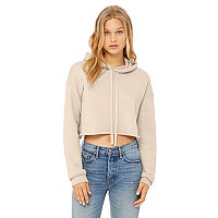 Ladies cropped Fleece Hoodie - PEAcH - S(D0102H7WRTX)