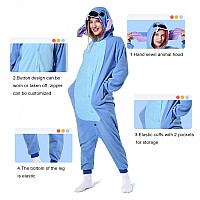 Urrcfio Adult Onesie Animal Pajamas Halloween Cosplay Costumes Party Wear Blue M