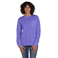 Unisex garment-Dyed Long-Sleeve T-Shirt with Pocket - NEW RAILROAD - S(D0102H7YT9T)