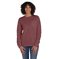 Unisex garment-Dyed Long-Sleeve T-Shirt with Pocket - NEW RAILROAD - S(D0102H7YT26)