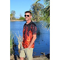 Mens And Women Halloween Dress Shirt Hawaiian Button Down Red Gold Black Guy Casual Short Sleeve Aloha Polo Shirts 3D Funny Blo