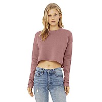 Ladies cropped Fleece crew - DEEP HEATHER - S(D0102H7WFZP)