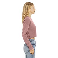 Ladies cropped Fleece crew - DEEP HEATHER - S(D0102H7WFZP)