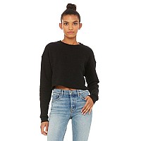 Ladies cropped Fleece crew - DEEP HEATHER - S(D0102H7WFVP)