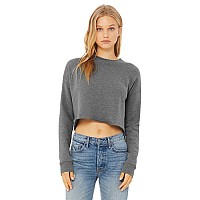 Ladies cropped Fleece crew - DEEP HEATHER - S(D0102H7WFYT)