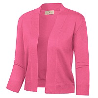 Grace Karin Womens 34 Sleeve Cotton Knit Shrug Pink Cardigan Cropped Sweater For Halloween Costume Brink Pinkxl