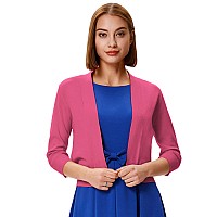 Grace Karin Womens 34 Sleeve Cotton Knit Shrug Pink Cardigan Cropped Sweater For Halloween Costume Brink Pinkxl