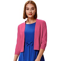 Grace Karin Womens 34 Sleeve Cotton Knit Shrug Pink Cardigan Cropped Sweater For Halloween Costume Brink Pinkxl