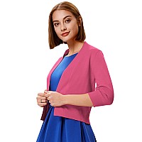 Grace Karin Womens 34 Sleeve Cotton Knit Shrug Pink Cardigan Cropped Sweater For Halloween Costume Brink Pinkxl