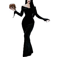 Giking Women Halloween Morticia Costume Off Shoulder Addams Family Costume Floor Vintage 1950S Long Maxi Dress 2Xl