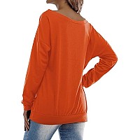 Roshop Womens Loose Baggy Off Shoulder Cute Holiday Long Sleeve Jack O Lantern Halloween Sweatshirt Tops 1 Xxl