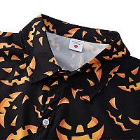 Alisister Mens Halloween Shirt Cute Pumpkin Button Down Short Sleeve Scary Horrible Costumes Vacation Holiday Tops Slim Fit Nove