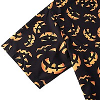 Alisister Mens Halloween Shirt Cute Pumpkin Button Down Short Sleeve Scary Horrible Costumes Vacation Holiday Tops Slim Fit Nove