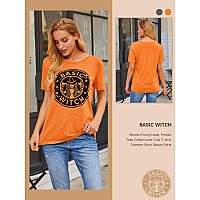 Ounar Basic Witch Coffee T Shirts For Women Halloween Graphic Letter Print Shirt With Funny Sayings Casual Tee Tops