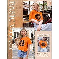 Ounar Basic Witch Coffee T Shirts For Women Halloween Graphic Letter Print Shirt With Funny Sayings Casual Tee Tops