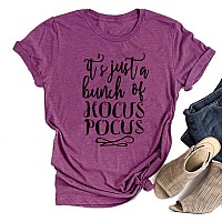 Tuwbue Its Just A Bunch Of Hocus Pocus Shirt Sanderson Sister Funny Halloween Tshirts Women Xl Purple1