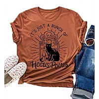 Tuwbue Its Just A Bunch Of Hocus Pocus Shirt Sanderson Sister Funny Halloween Tshirts Women S Orange