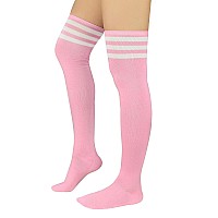 Century Star Womens Colorful Thigh High Socks Halloween Coplay Over The Knee Socks Cheerlead Costumes For Athletic Pink White O