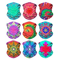 Sojourner Bags Tie Dye Gaiter Face Mask Bandana 9 Pack Neck Gators Face Coverings For Men Women I Neck Gator Masks For Hal