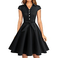 Wedtrend Black Church Dress For Women Cap Sleeve 50S Dresses Vintage Cocktail Swing Dresses 1950S Audrey Hepburn Style Dress