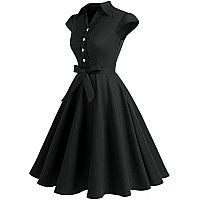 Wedtrend Black Church Dress For Women Cap Sleeve 50S Dresses Vintage Cocktail Swing Dresses 1950S Audrey Hepburn Style Dress